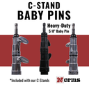 Norms Studio C-Stand Heavy-Duty Baby Pins, Chrome, Void Black image