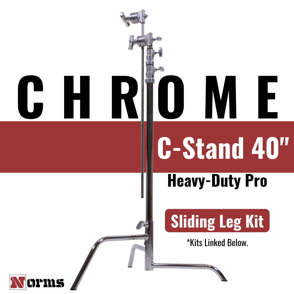 Norms Studio C-Stand 40 inch Heavy-Duty Pro, Chrome, Sliding Leg Kit Link image 2