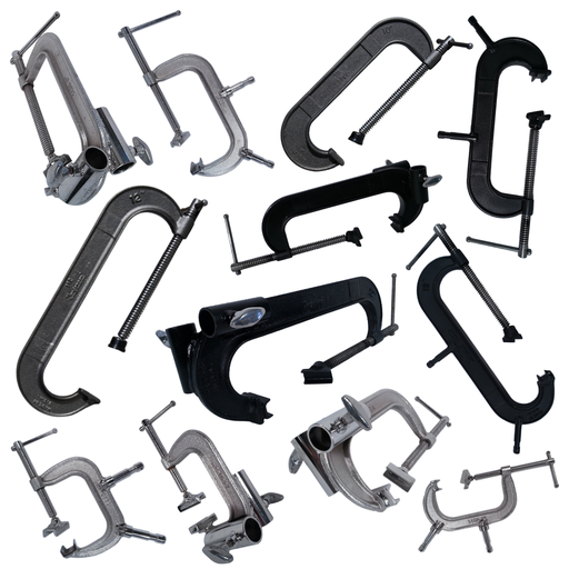 [HCL-CRAXX-004] 8" Theater Cinema C-Clamp with Dual 5/8" Baby Pins & Junior Socket